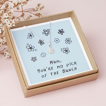 Sterling Silver Cubic Zirconia Daisy Flower Necklace, 3 of 7