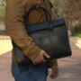 Black Leather Top Handle Briefcase, thumbnail 2 of 7