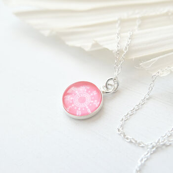 Sterling Silver Compass Necklace In Coral Pink, 2 of 6