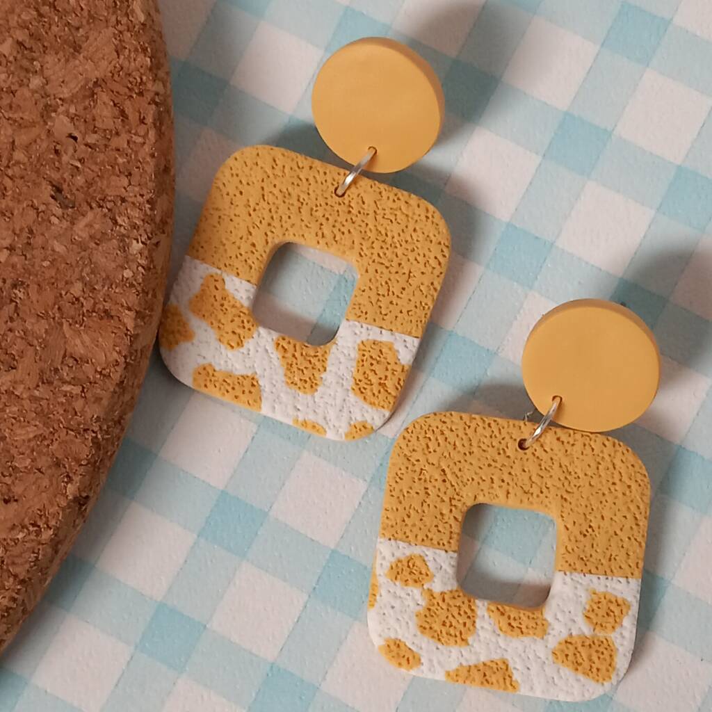 Pastel Textured Cow Print Earrings By House of Hetty ...
