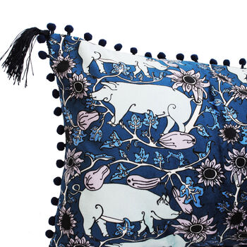 The Country Pig Blue Eco Friendly Rectangle Cushion, 3 of 3