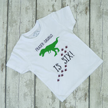 Personalised Dinosaur Footprints Birthday T Shirt, 4 of 7