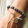 Gemstone Star Charm Bracelet 18 K Gold Plated 4mm Polished Cylinder Beads, thumbnail 1 of 10