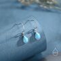 Sterling Silver Pear Cut Blue Turquoise Stone Drop Hook Earrings, thumbnail 3 of 11