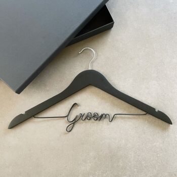 Personalised Wedding Suit Hanger – Groom Gift In Luxury Gift Box, 4 of 9