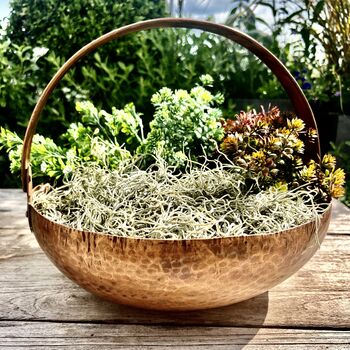 Vintaged Copper Bowl Planter With Handle, 2 of 8