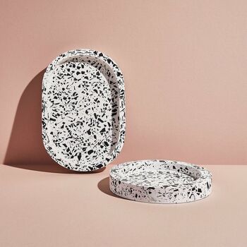 Small Terrazzo Round Or Oval Tray In White, 2 of 4