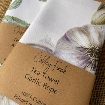 Garlic Rope Painting Cotton Tea Towel, 4 of 5