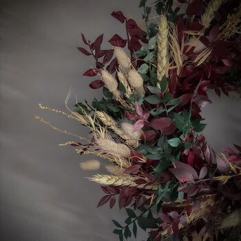 Christmas Dried Ruscus Wreath With Bunny Tails, 3 of 7
