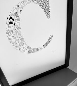 'Letter C' Linear Illustration Print, 4 of 6