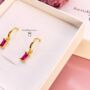 Ruby Baguette Hoop Earrings July Birthstone Gift For, thumbnail 4 of 6