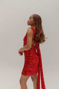 Bella Plunging Red Mini Dress, 2 of 4