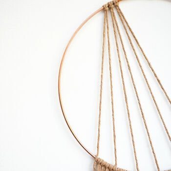 Modern Macrame Hoop Wall Hanging With Feathers, 5 of 5