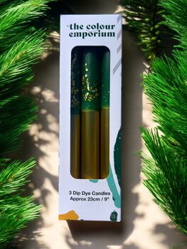 Green And Gold Glitter Christmas Candles 'Christmas Tree Farm', 3 of 4