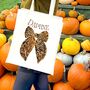 Leopard Print Bow Tote Bag Personalised, thumbnail 1 of 4