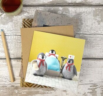 Corinne Lapierre Get Well Soon Penguins Greetings Card, 3 of 3