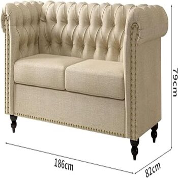 Large Two Seater Chesterfield Style Button Back Sofa, 12 of 12