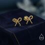 Sterling Silver Braided Ribbon Bow Stud Earrings, thumbnail 7 of 12