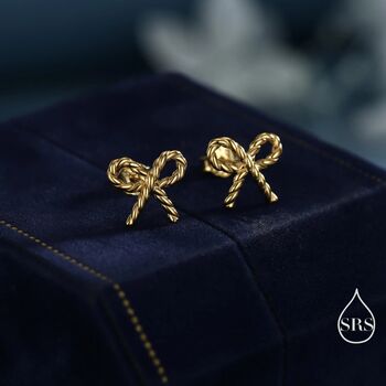 Sterling Silver Braided Ribbon Bow Stud Earrings, 7 of 12