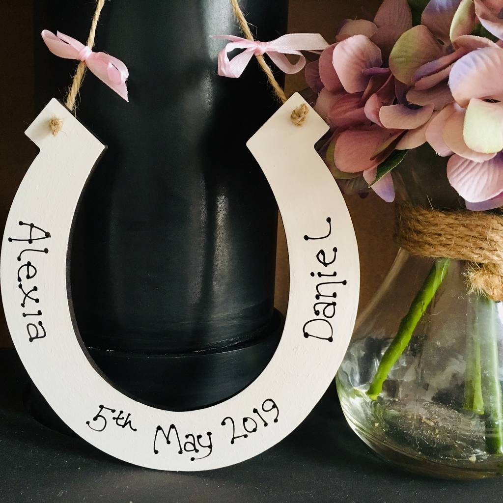 Personalised Horseshoe Wedding Wooden Keepsake Card By Craft Heaven