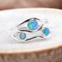 Molten Sterling Silver Blue Opal Trio Ring, thumbnail 1 of 8