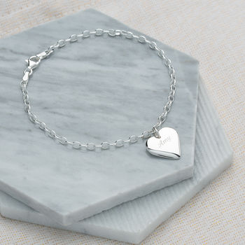 Engraved Sterling Silver Heart Bracelet, 3 of 5