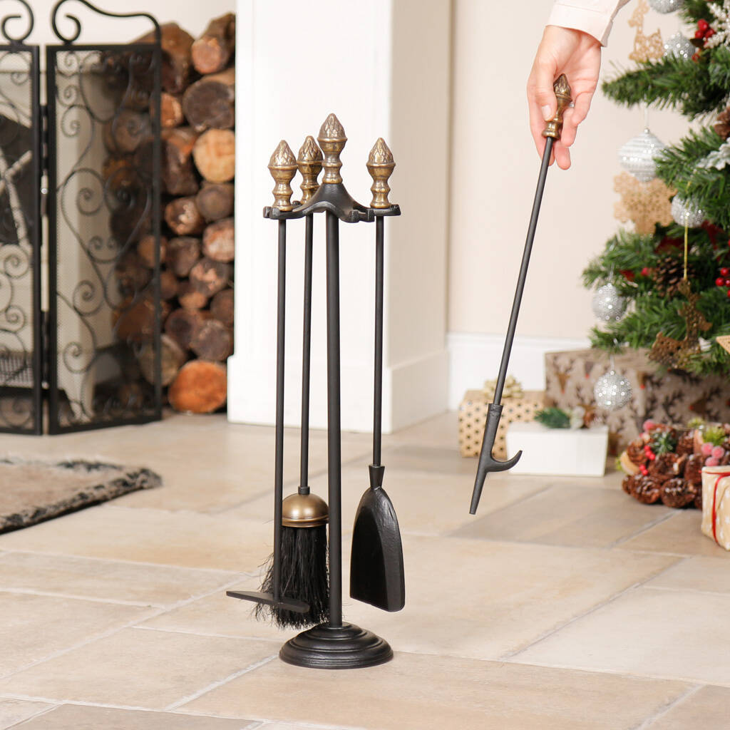 Woodland Acorn Traditional Fireplace Companion Set By Dibor