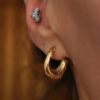 Filigree Boho Small Gold Hoops, 5 of 7