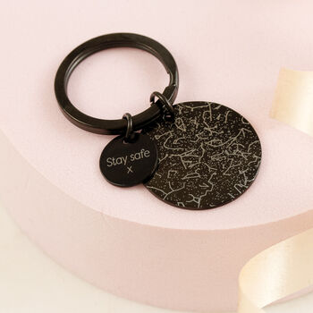 Star Map Memorable Date Black Steel Keyring, 6 of 11