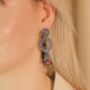 Indian Boho Oxidised Drop Ethnic Jhumkis Earrings, thumbnail 5 of 12
