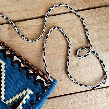 Handmade Azure Blue Kilim Weave Shoulder Bag Boho, 3 of 8