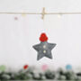 Christmas Fabric Star With Bobble Hat Decoration, thumbnail 2 of 6