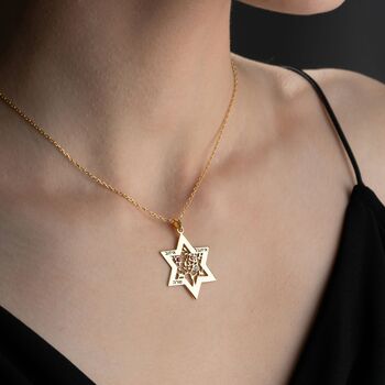 Personalised Star Of David Tree Of Life Birthstone Necklace, 6 of 10