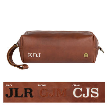 Leather Wash Bag Internal And External Personalisation, 3 of 10