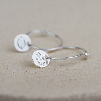 Sterling Silver Circle Lips Charm Hoops, 2 of 3