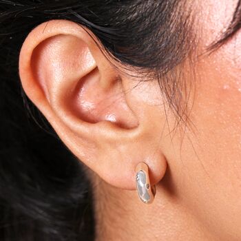 Small Crystal Hammered Half Hoop Earrings, 5 of 7