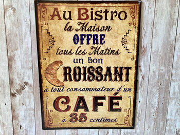 33cm French Bistro Café Sign Metal Wall Plaque, 3 of 7