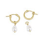 Gold Detachable Pearl Hoop Earrings, thumbnail 2 of 2