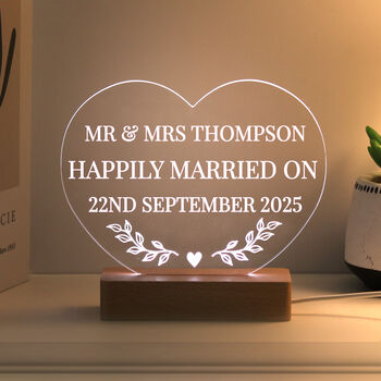 Personalised Wedding Heart LED Light Gift, 3 of 10