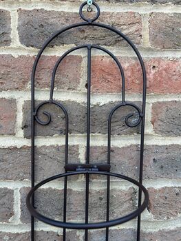 Wall Plant Pot Hanger 70cm Black Metal Garden Wall Planter Holder Bracket, 3 of 10