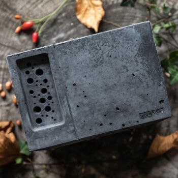 Charcoal Concrete Planter With Bee Hotel Beepot, 2 of 11