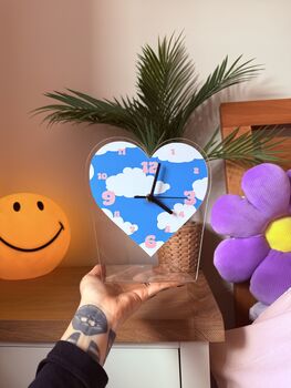 Cloud Heart Shaped Table Decorative Clock Silent Movement, 2 of 7