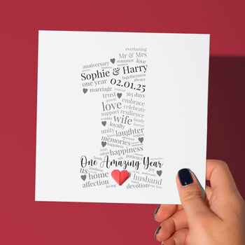 Personalised 1st Paper Wedding Anniversary Card, 4 of 6