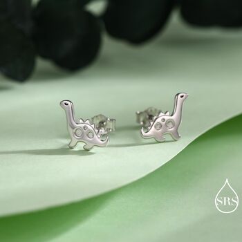 Cute Dinosaur Stud Earrings In Sterling Silver, 8 of 12