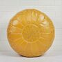 Moroccan Coloured Leather Or Faux Leather Pouffe, thumbnail 1 of 12