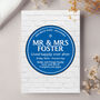 Personalised Blue Plaque Wedding Card, thumbnail 2 of 3