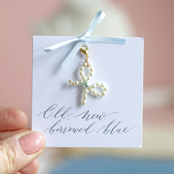 Something Blue Pearl Bow Charm, 6 of 8