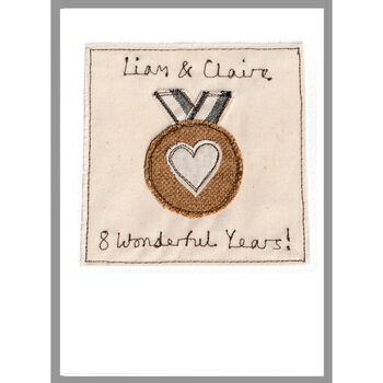 Personalised Bronze Medal 8th Or 19th Anniversary Card, 8 of 12