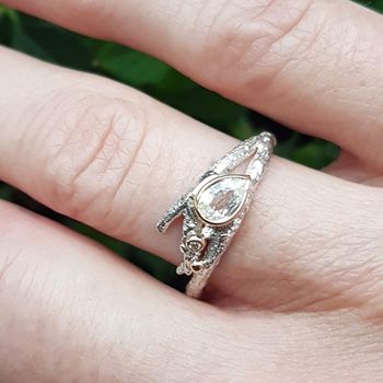 Green Sapphire And Diamond Elvish Twig Engagement Ring, 6 of 7