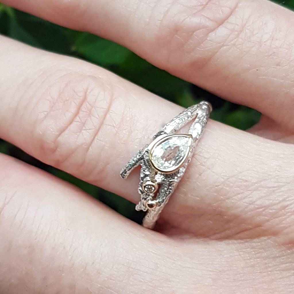 Rough Diamond Twig Engagement Ring in Solid Gold, Raw Diamond Bridal Set , Diamond  Ring by DV Jewelry #DiamondEngagement… | Instagram